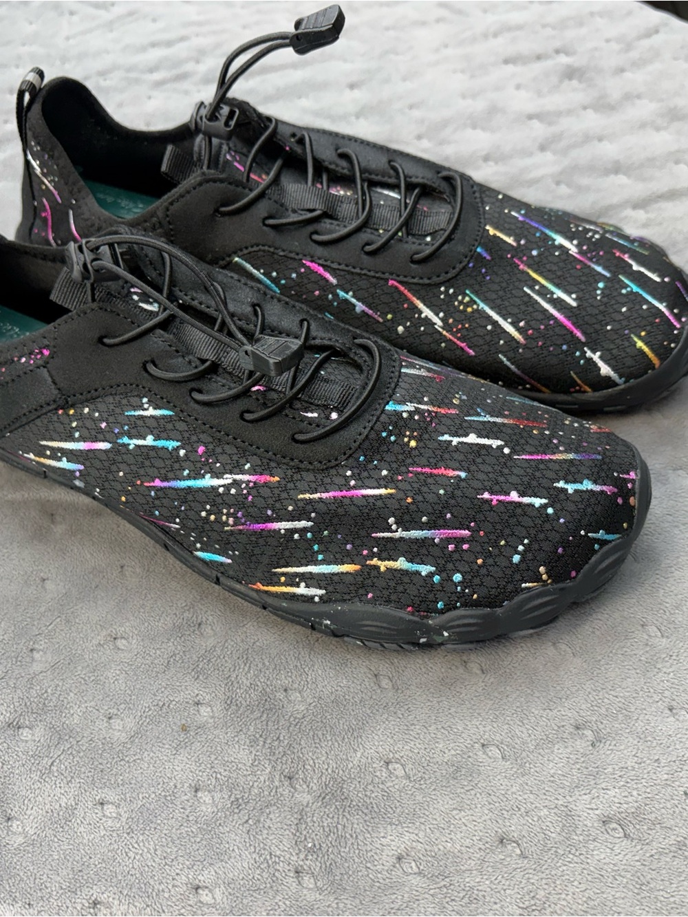 Men's Black Boat Shoes with Color Splash Accents